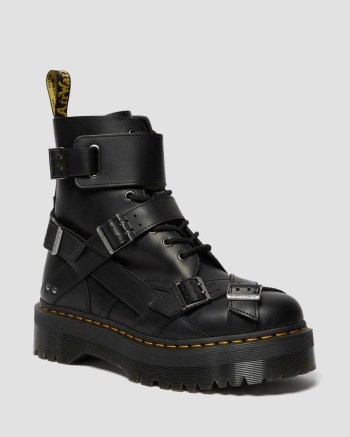 Dr Martens Jadon Strap Platform Kožené Čižmy Panske Čierne | 4309-WDPKR